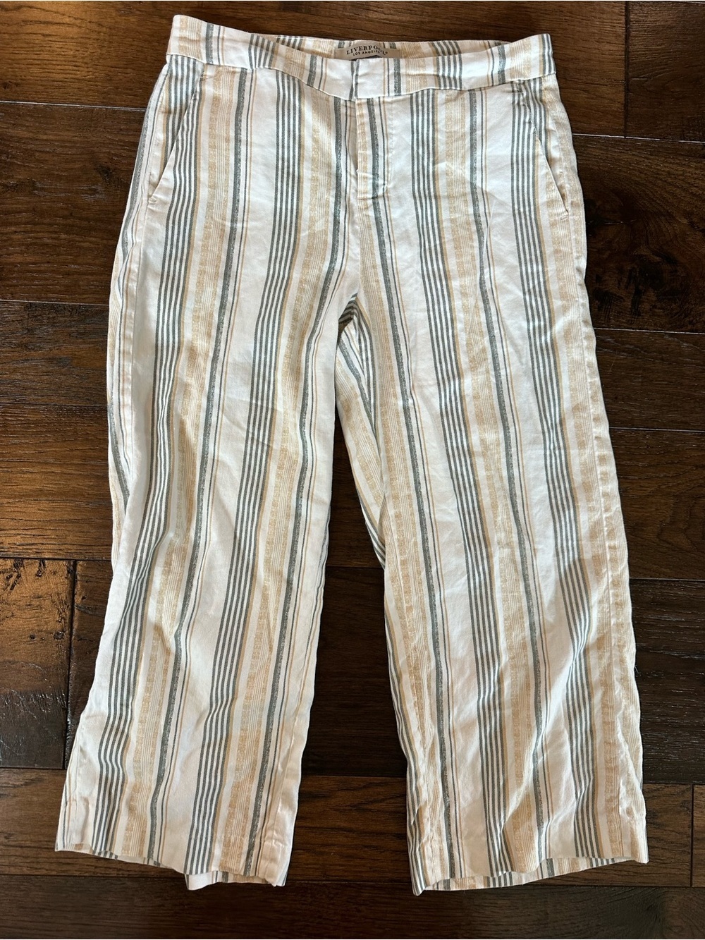Liverpool Women’s Los Angeles Striped Linen-Blend Pants- size 6
